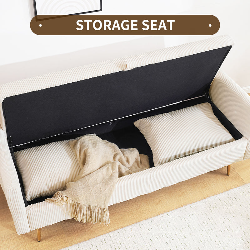 Furniliving Corduroy Upholstered Loveseat With Storage