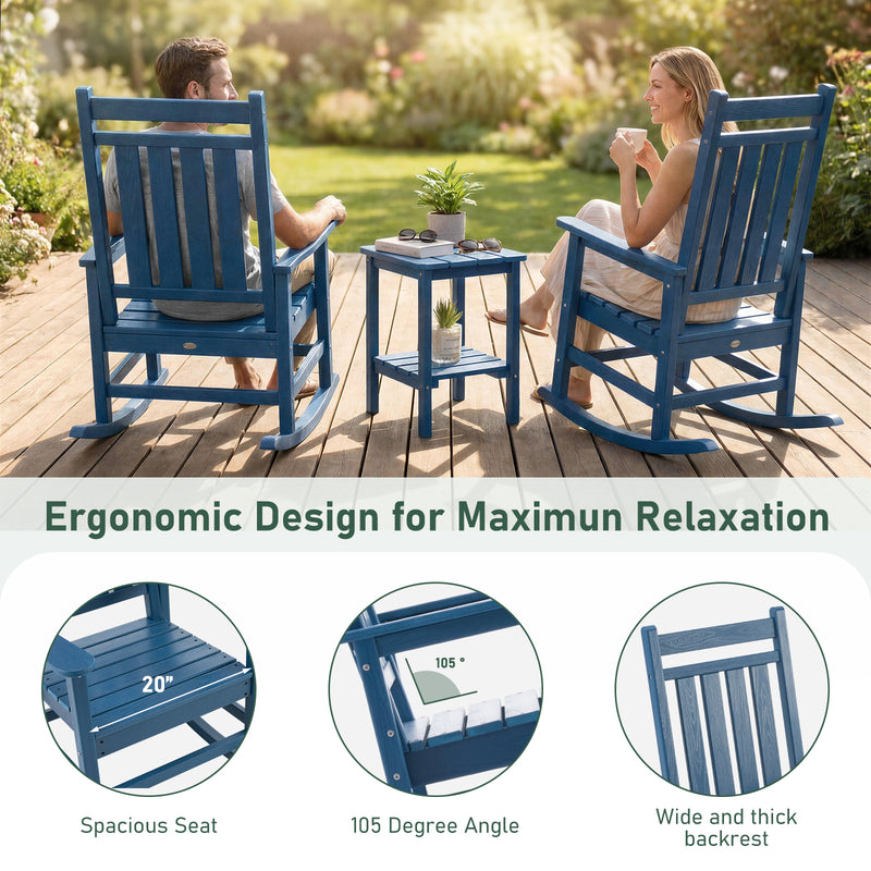 Oversized Rocking Chairs Set of 2, HDPE Outdoor Rocking Chair for Adults with High Back