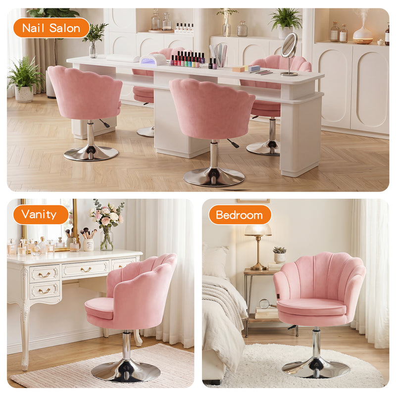 Swivel Makeup Chair with Ergonomic Lotus-Shaped Backrest