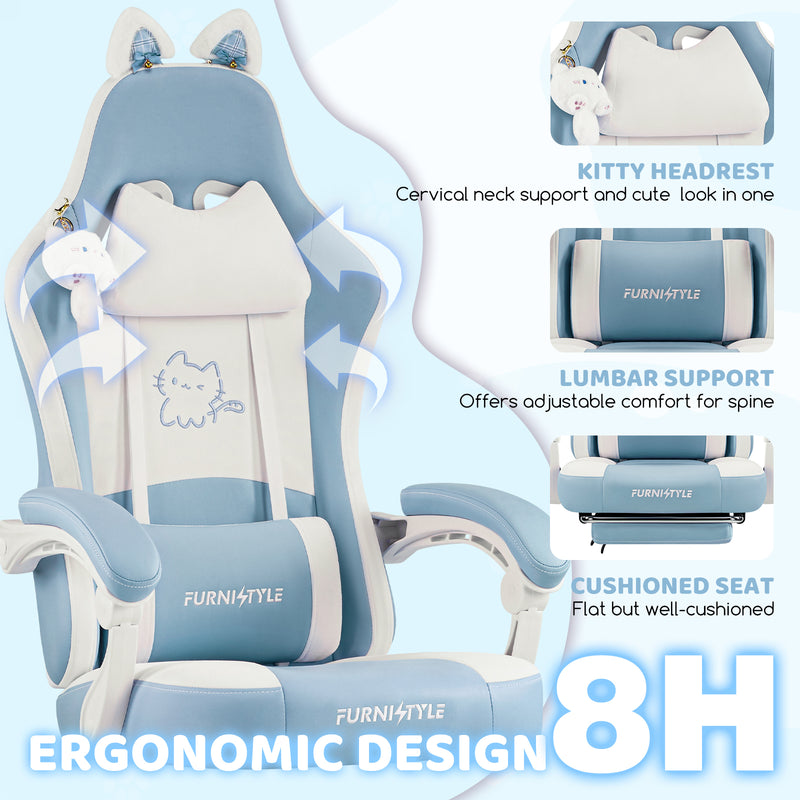 Comfy Girly Video Game Chair With Cat Ears