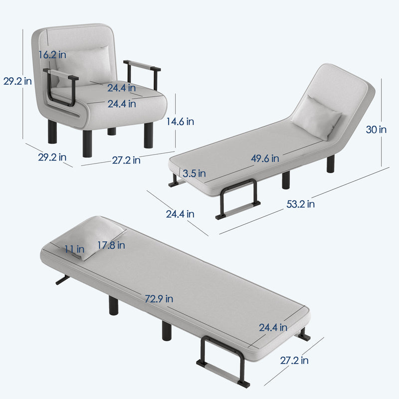 Furniliving Foldable Sofa Chair 4-in-1 Multi-Functional Lounge Chair