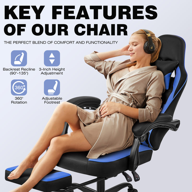 Gaming Chair with Footrest