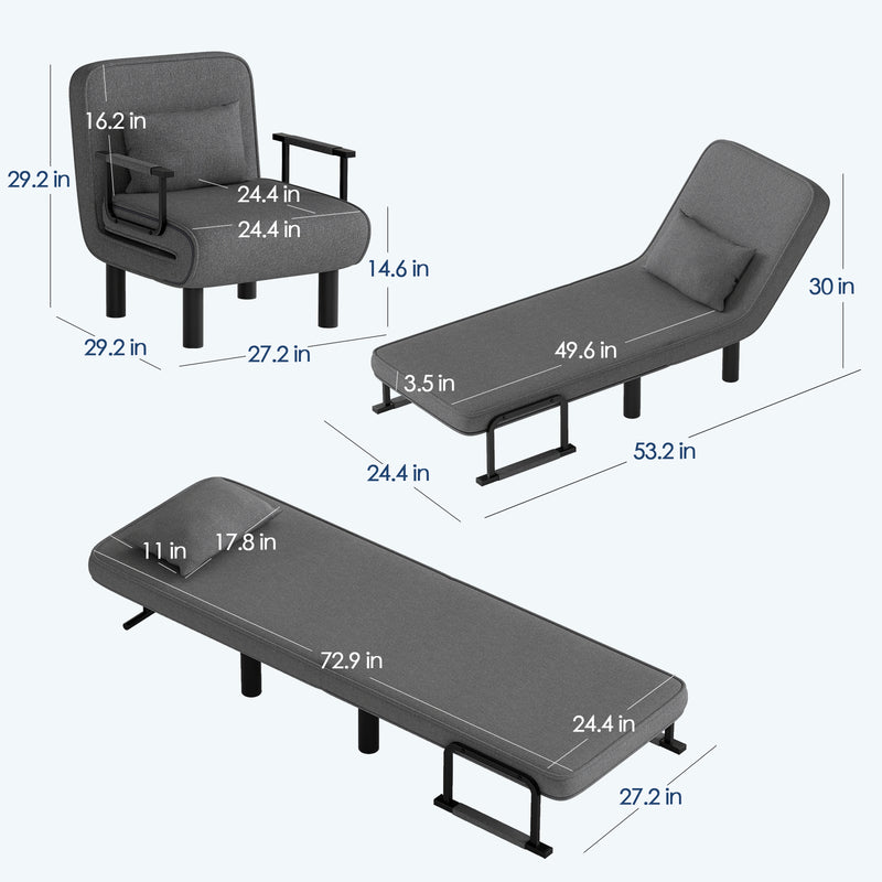 Furniliving Foldable Sofa Chair 4-in-1 Multi-Functional Lounge Chair