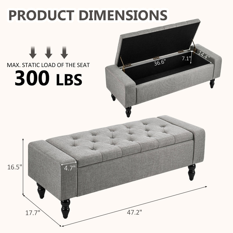 47 inch Storage Bench for End of Bed