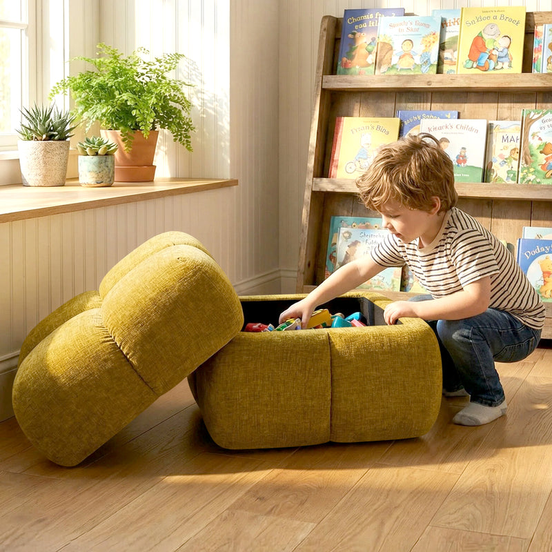 Oversize Storage Ottoman,Modern Chenille Vanity Chair