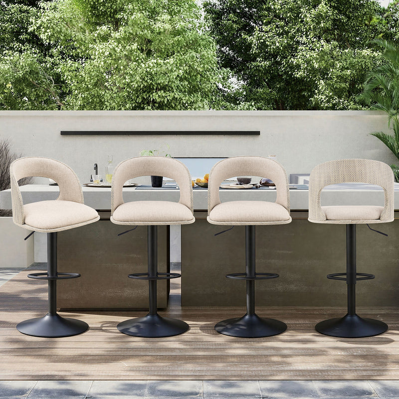 Adjustable Outdoor HDPE Bar Stools Set of 2, Waterproof Textilene Swivel Patio Bar Chairs