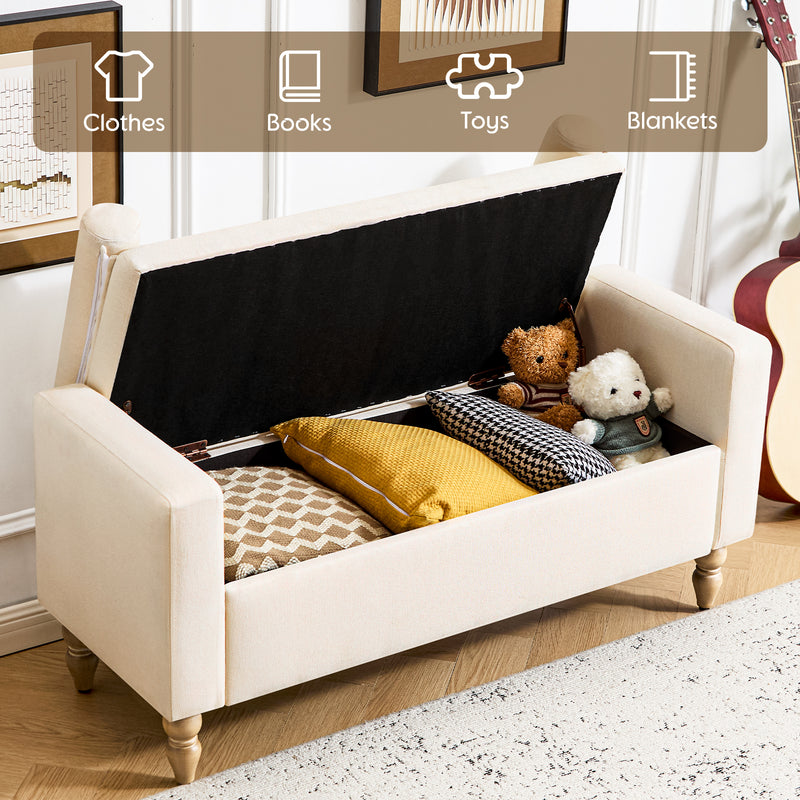 45.7’’ Linen Storage Ottoman Bench With Round Cushion