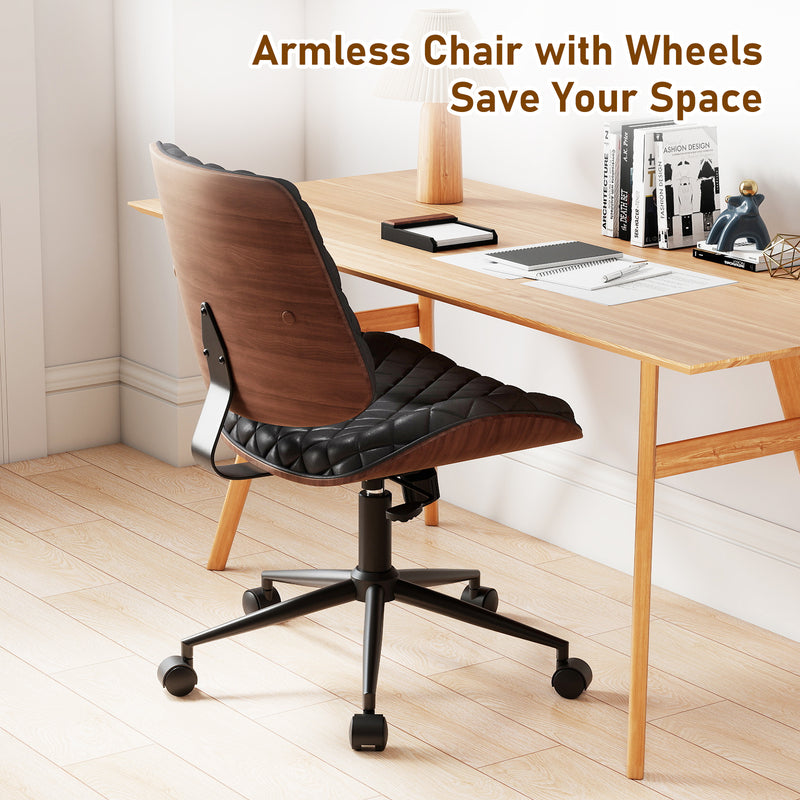 Armless Small Desk Chair with Wheels