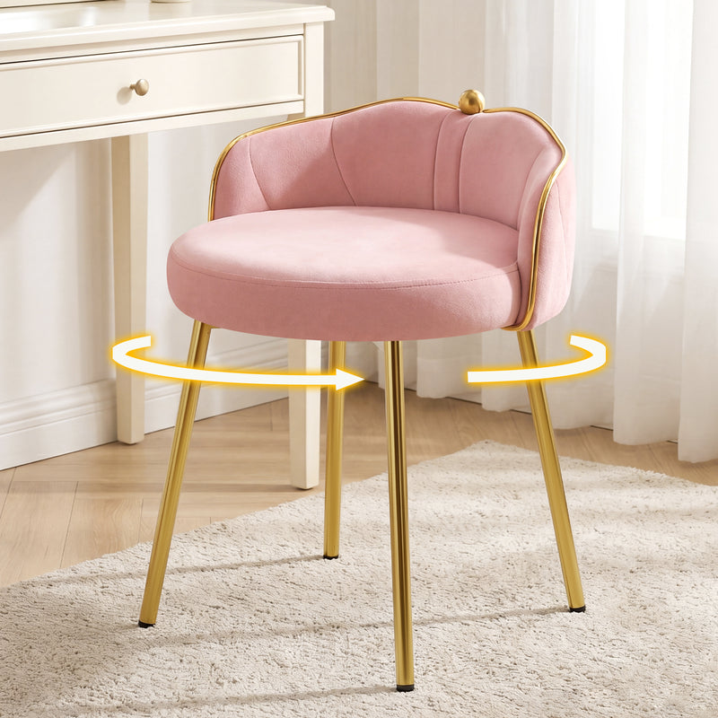 Furniliving Cute Vanity Chair With Golden Legs