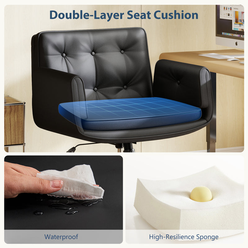 Furniliving Oversize Criss Cross Home Office Desk Chair Faux Leather Accent  Chair With Adjustable Arms