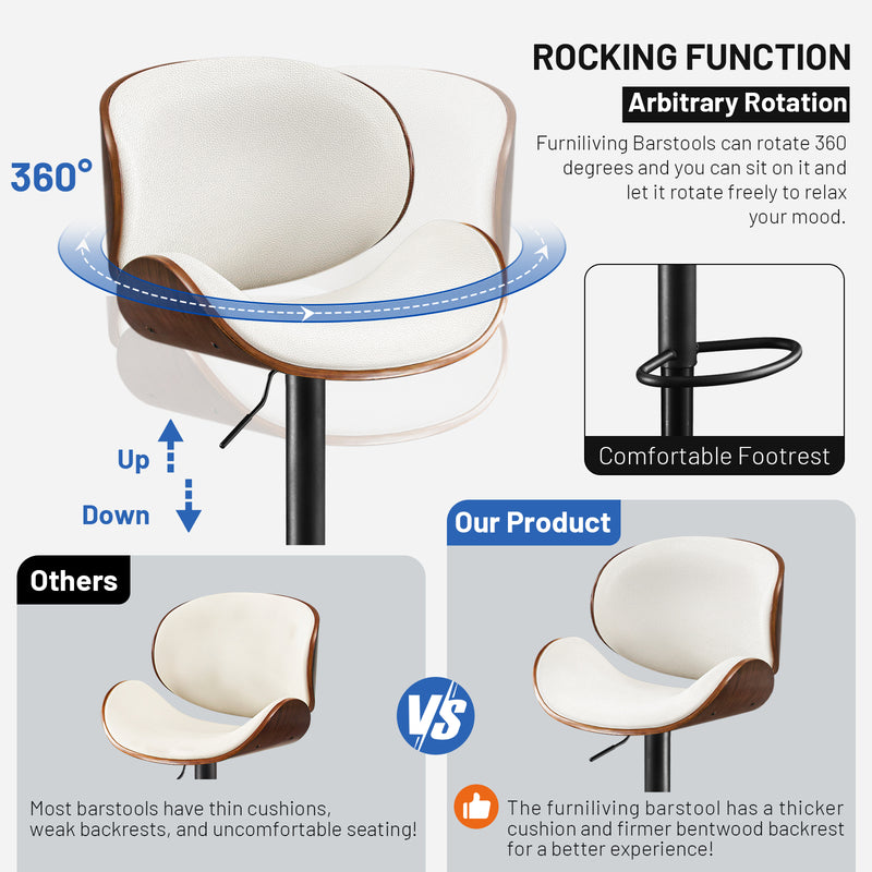 Upholstered Bar Stool Set Of 2 With Footrest