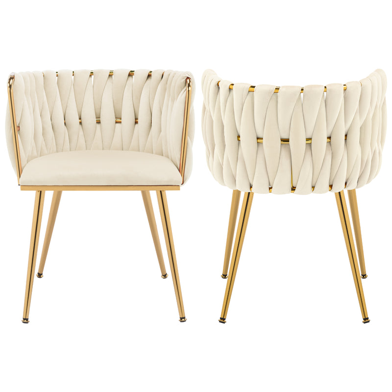 Velvet Woven Backrest Design Dining  Chairs Set Of 2
