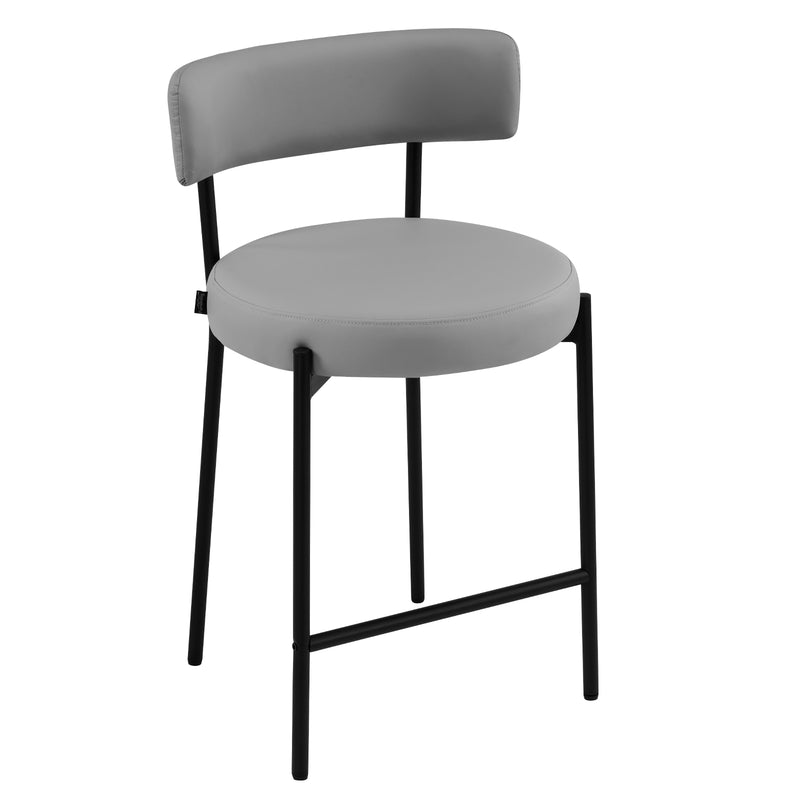 Furnilivng 24'' Bar Stools Set of 2, Modern Boucle Fabric Counter Height Bar Stools with Mid Back, Metal Frame with Upholstered for Kitchen Island, Bar, Dining Room