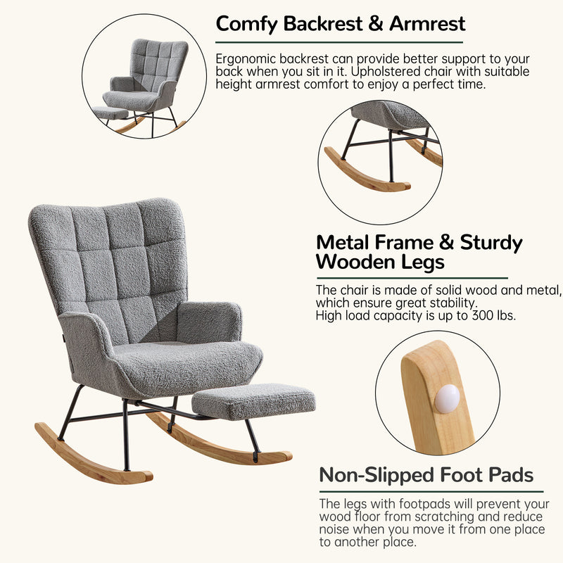 furniliving Teddy Upholstered Nursery Rocking Chair