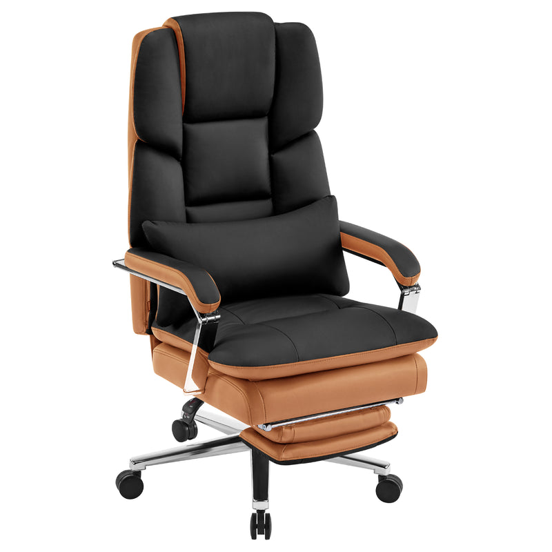 Furniliving faux leather office chair with footrest