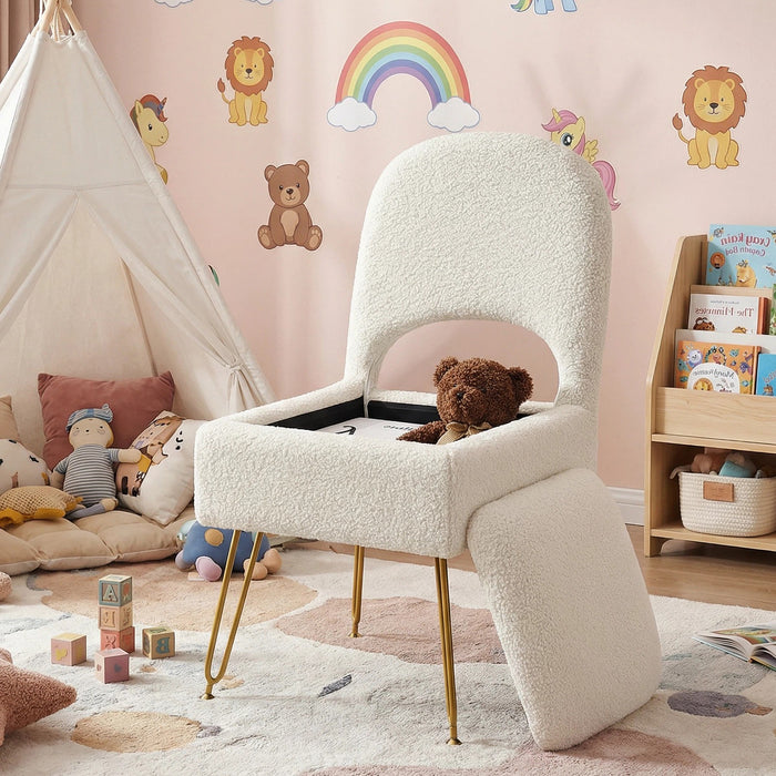 Furniliving Vanity Chair With Storage,Storage Make Up Chair With Folding Backrest