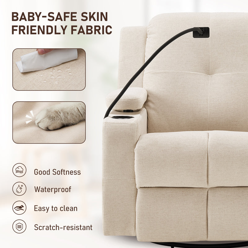 Power Rocking Chair Nursery with Adjustable Armrests