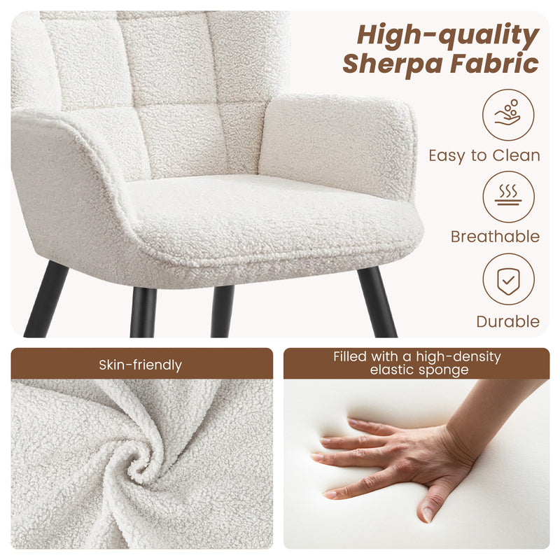 PU Leather Accent Chair With High Backrest Comfortable Tufted With Feather-Like Armrests