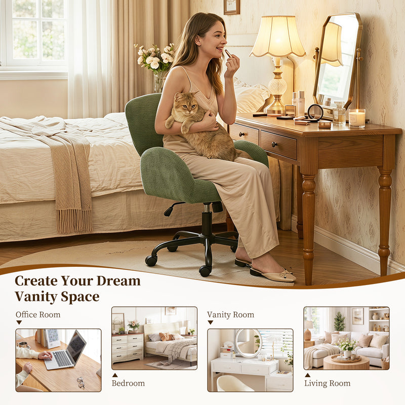 Adjustable Swivel Chenille Home Office Chair with Wrap-Around Armrests