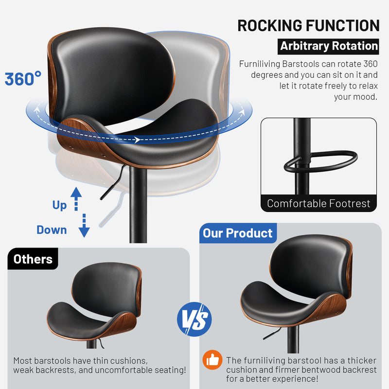 Upholstered Bar Stool Set Of 2 With Footrest