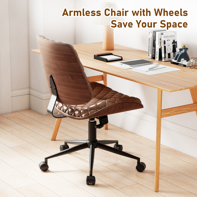 Armless Small Desk Chair with Wheels