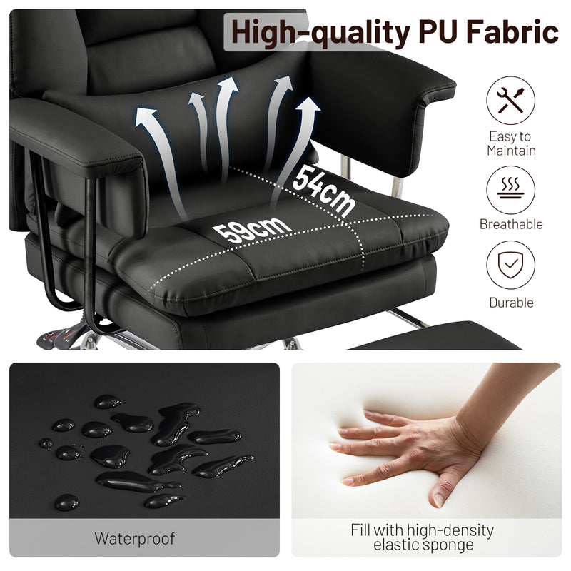 PU Leather High Back Executive Office Chair with Adjustable Lumbar Support