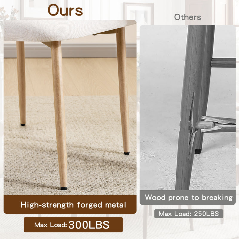 Modern Dining Chairs Set Of 2,Upholstered Kitchen Chairs With Walnut Grain Metal Legs