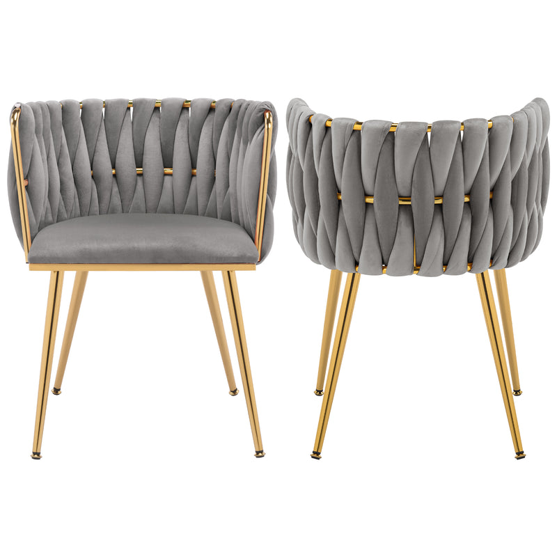 Velvet Woven Backrest Design Dining  Chairs Set Of 2