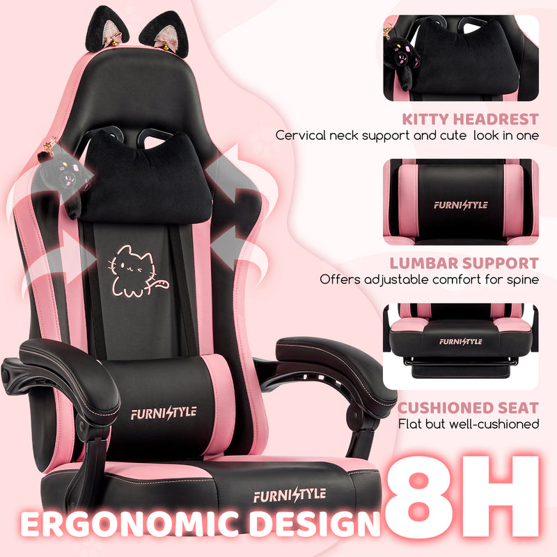Comfy Girly Video Game Chair With Cat Ears