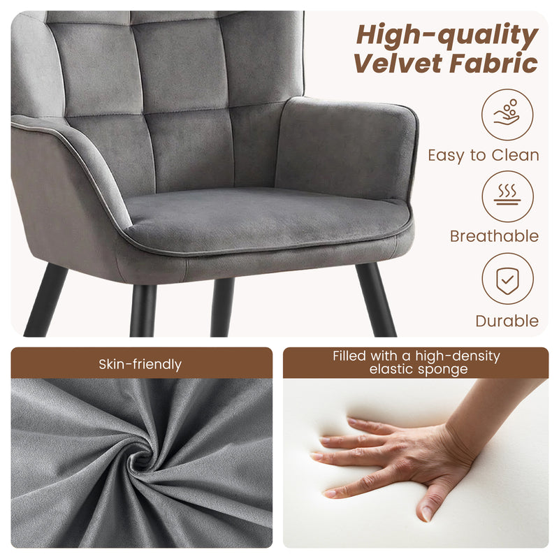 PU Leather Accent Chair With High Backrest Comfortable Tufted With Feather-Like Armrests
