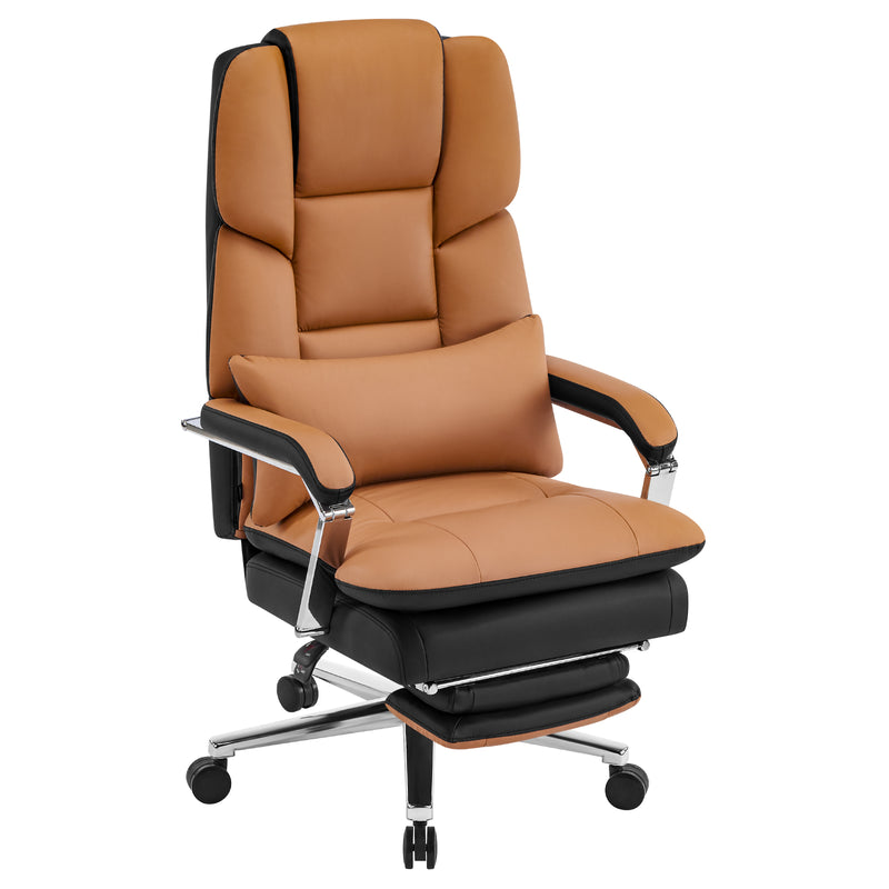 Furniliving faux leather office chair with footrest