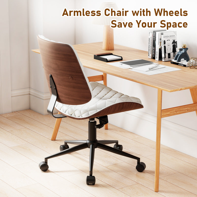 Armless Small Desk Chair with Wheels