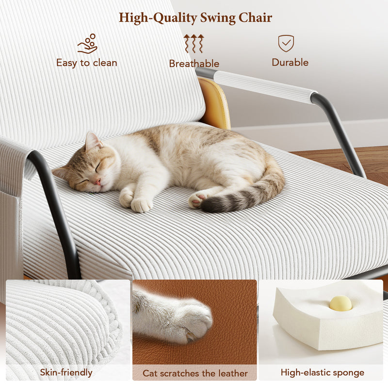 Upholstered Nursery Glider Chair with Adjustable Recline & Retractable Footrest