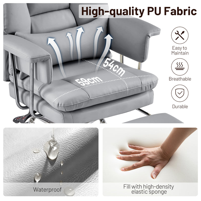 PU Leather High Back Executive Office Chair with Adjustable Lumbar Support