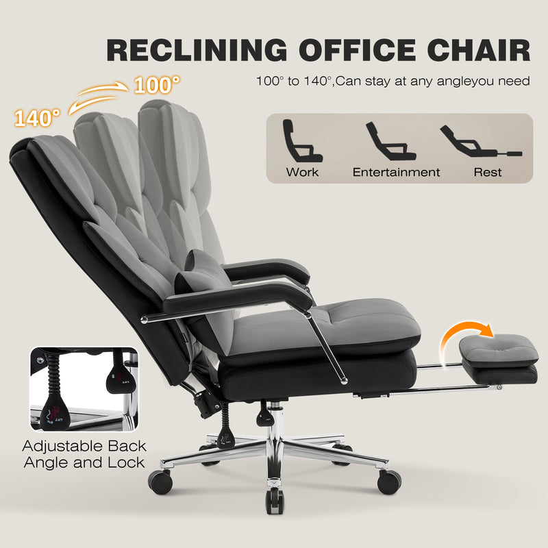 Furniliving faux leather office chair with footrest