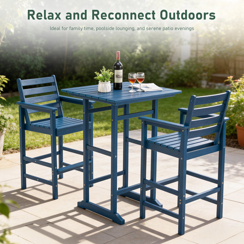 Outdoor Tall Adirondack Bar Chairs Set of 2,All-Weather HDPE Outdoor Bar Stools For Poolside