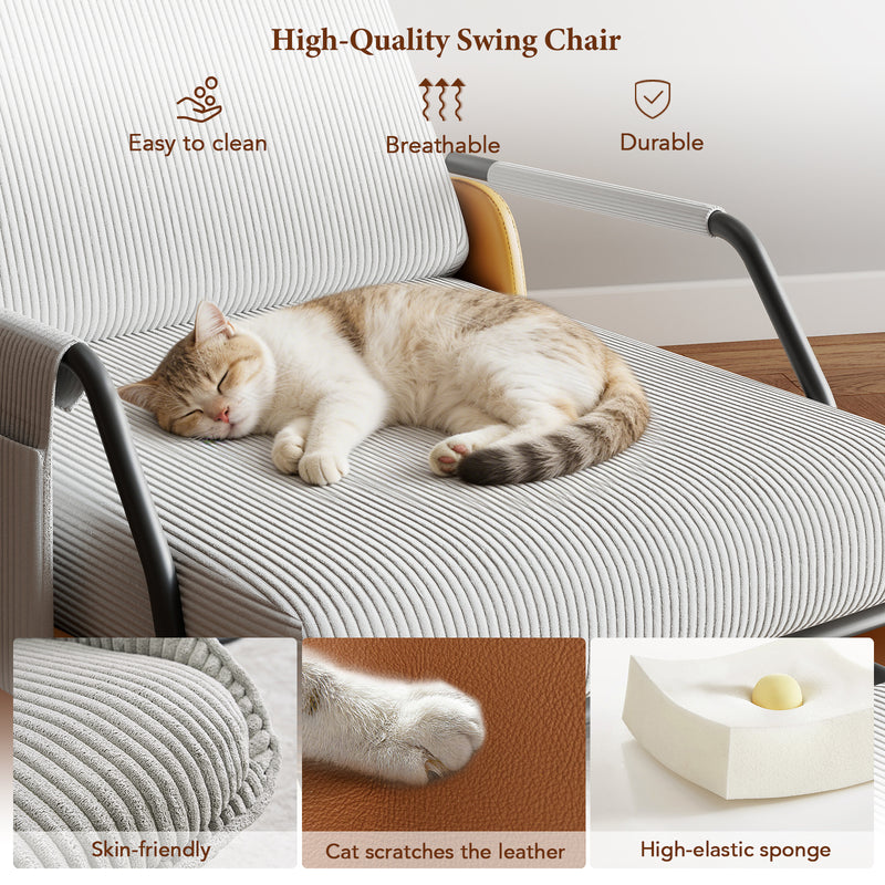 Upholstered Nursery Glider Chair with Adjustable Recline & Retractable Footrest