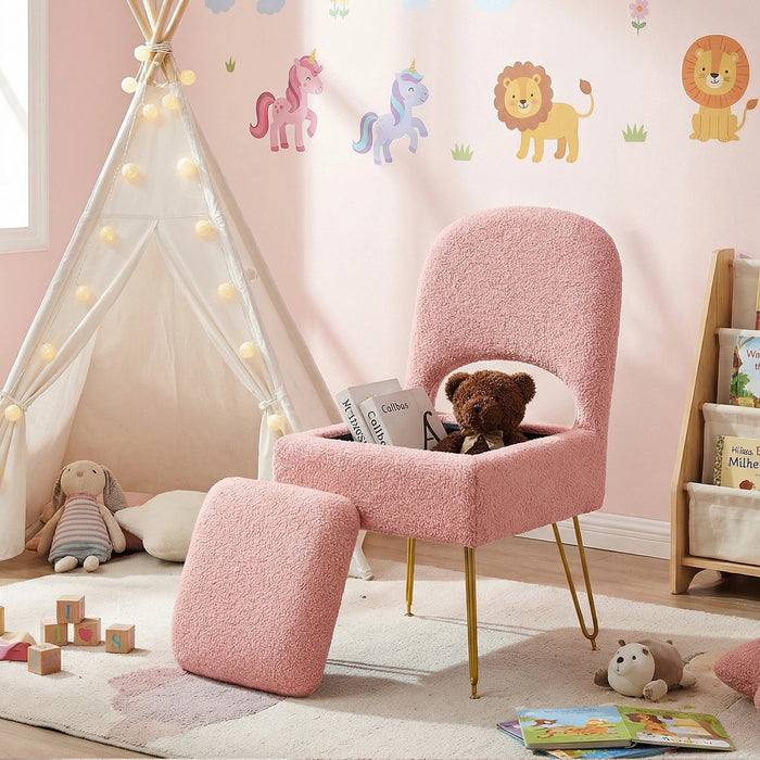 Furniliving Vanity Chair With Storage,Storage Make Up Chair With Folding Backrest