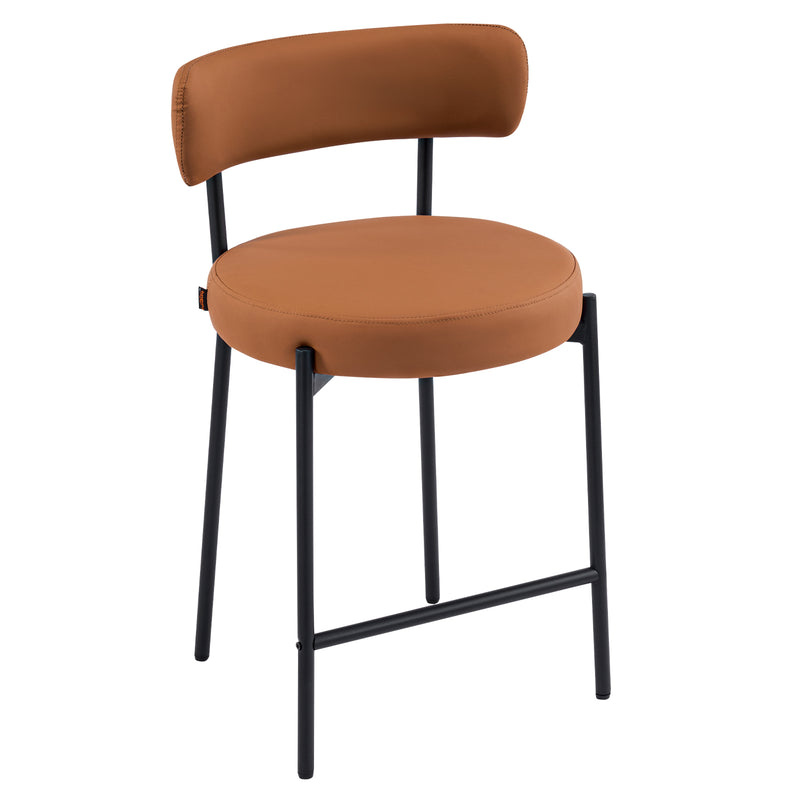 Furnilivng 24'' Bar Stools Set of 2, Modern Boucle Fabric Counter Height Bar Stools with Mid Back, Metal Frame with Upholstered for Kitchen Island, Bar, Dining Room