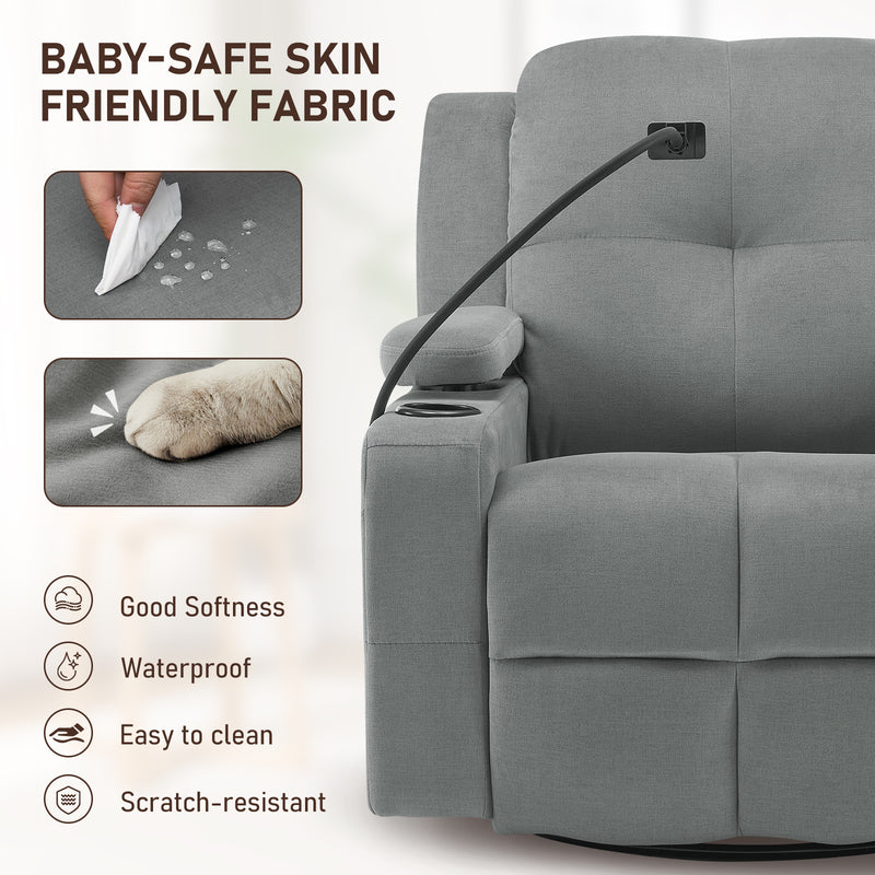 Power Rocking Chair Nursery with Adjustable Armrests