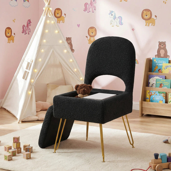 Furniliving Vanity Chair With Storage,Storage Make Up Chair With Folding Backrest