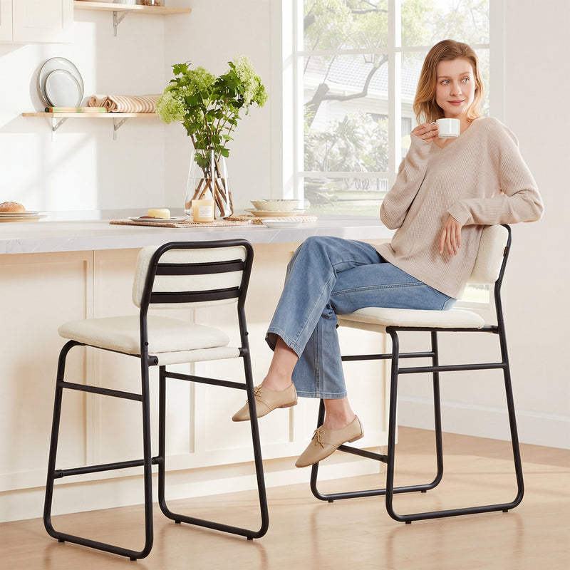 Counter Height Bar Stools Set of 2,26’’H Upholstered Bar Stools With Footrest