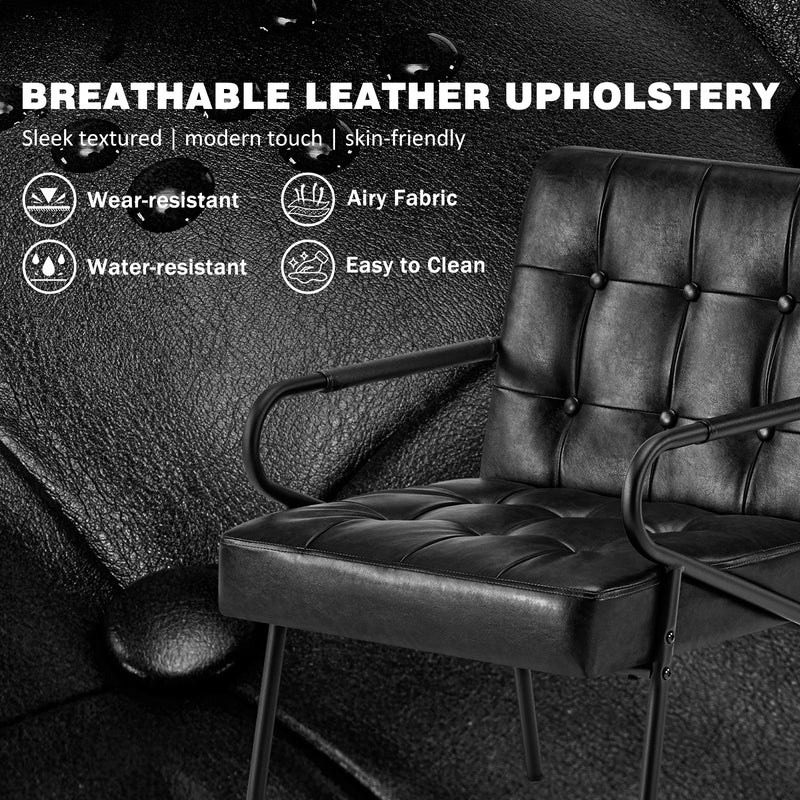 Furniliving Fashion Pu Leather Office Chair, Comfortable Accent Chair With Metal Frame