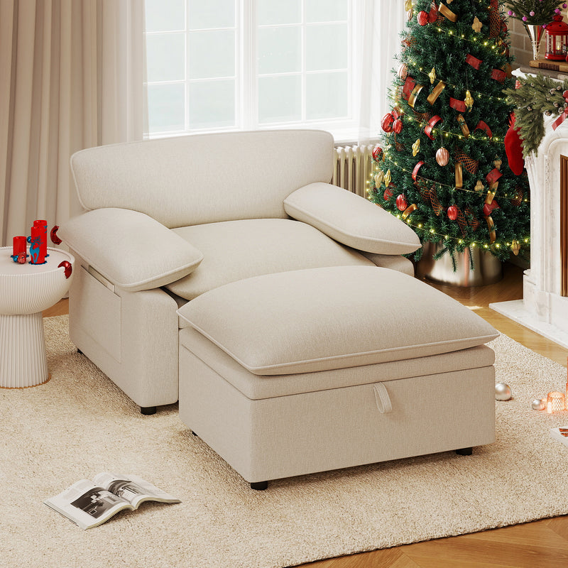 Oversized Accent Chair with Storage Ottoman