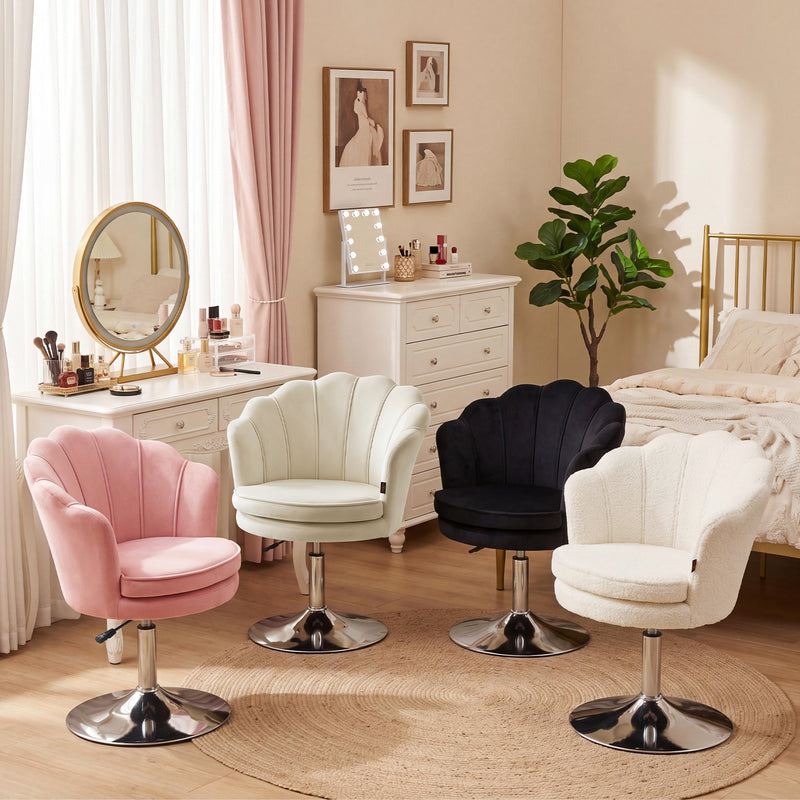 Swivel Makeup Chair with Ergonomic Lotus-Shaped Backrest