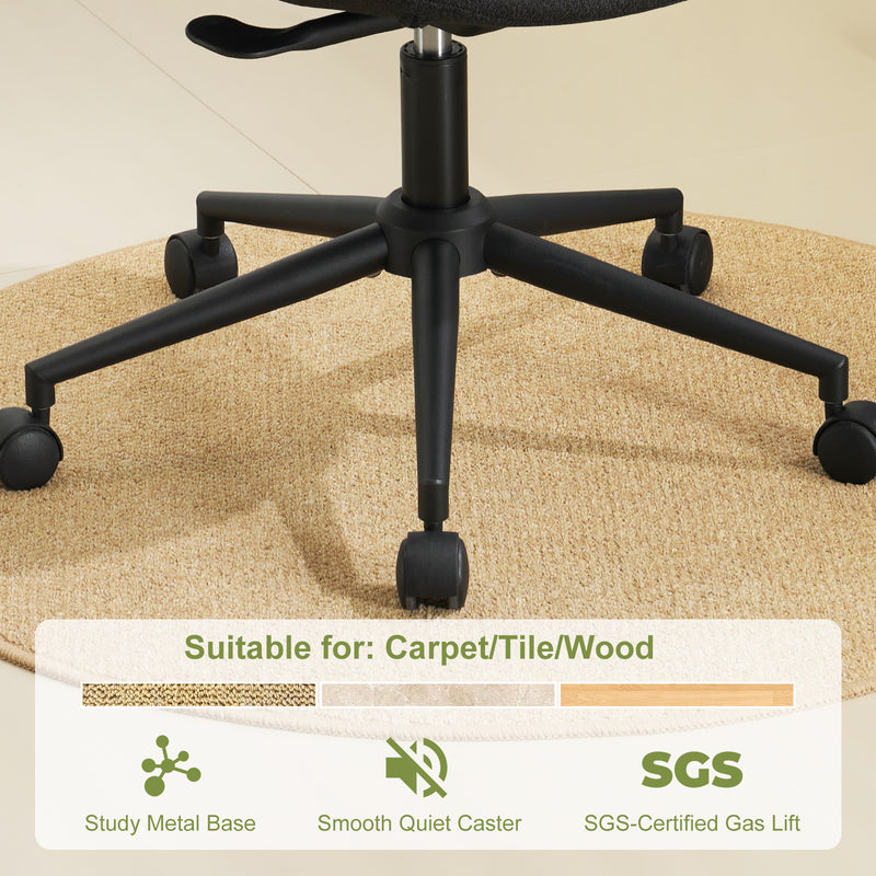 Luxury Chenille Swivel Desk Chair with Ergonomic Curved Teardrop Back