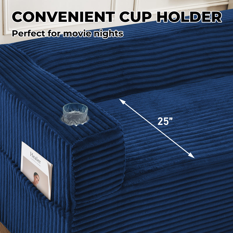 92'' Oversize boneless Sofa,Modern Loveseat with Cup Holder