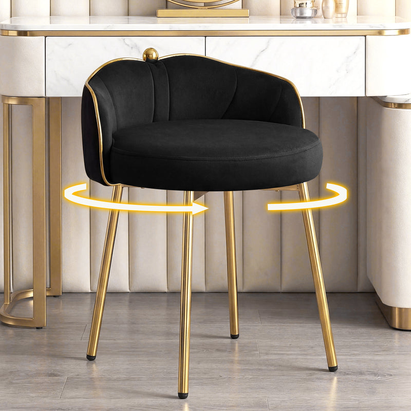 Furniliving Cute Vanity Chair With Golden Legs