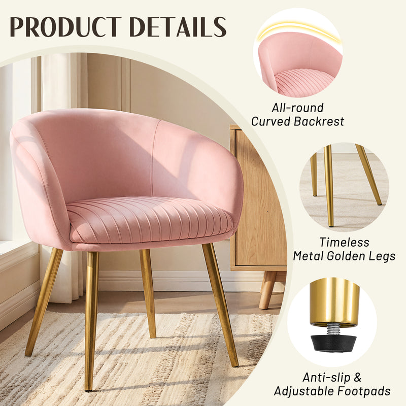Makeup Vanity Chair Velevt Upholstered Side Chair with Metal Legs
