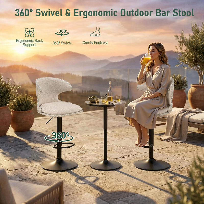 Adjustable Outdoor HDPE Waterproof Bar Stools Set of 2